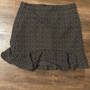 J. Crew Black Mini Skirt with White Polka Dots and Ruffle Hem